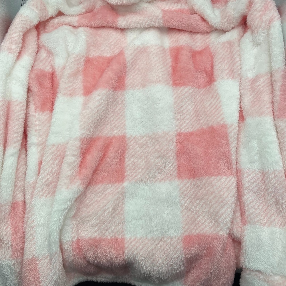 Pink & White Plaid Sherpa Button-Down Shacket - Picture 4 of 4